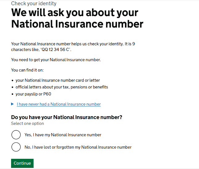 National Insurance number question