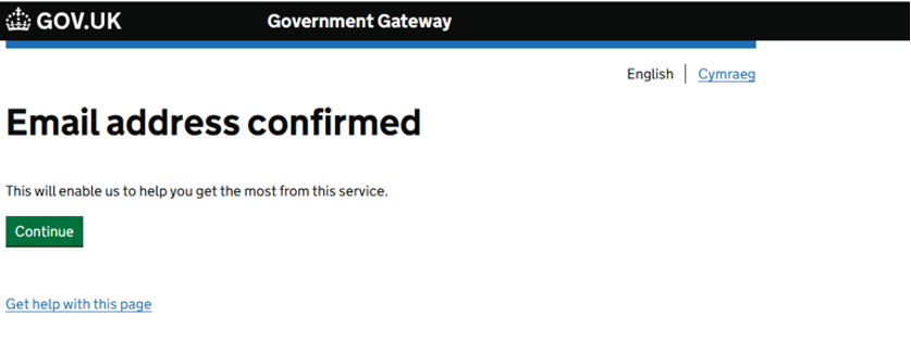 Email address confirmed