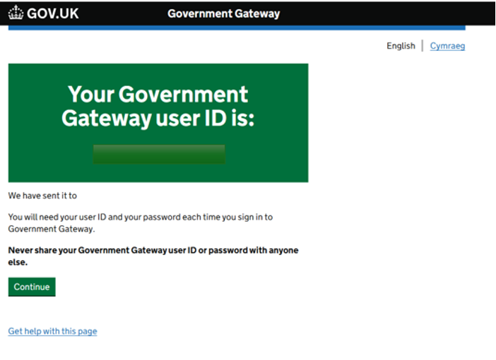 Your Government Gateway user ID