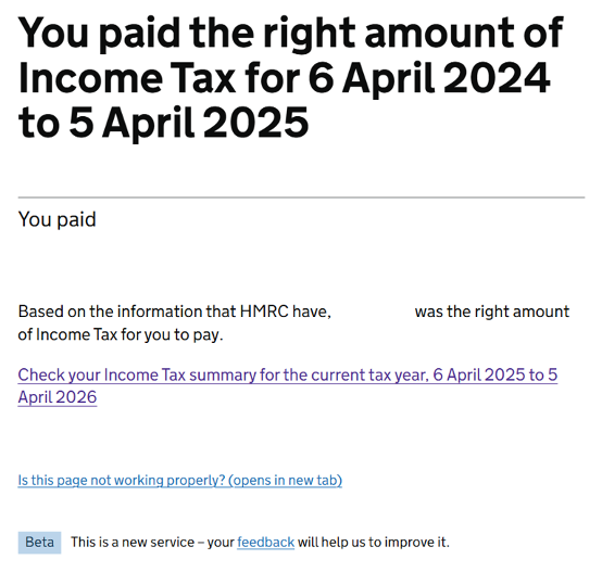 Check Income Tax Summary