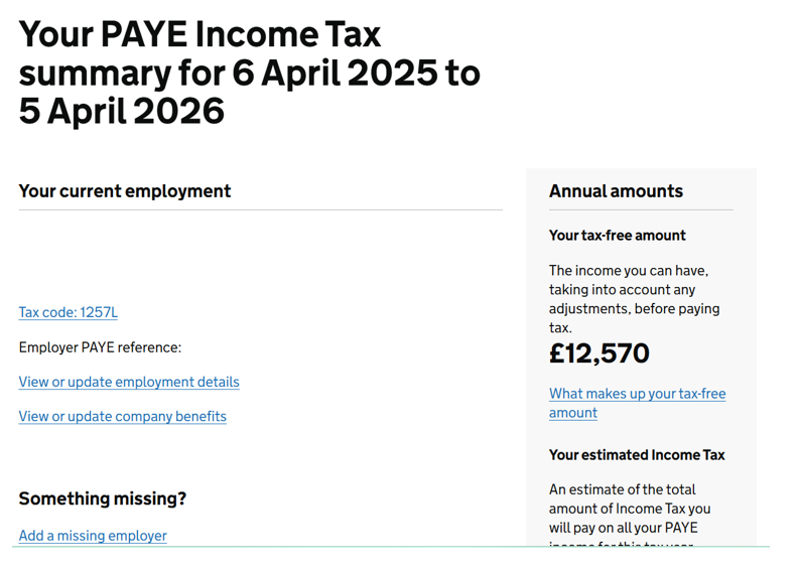 Income Tax Summary Details